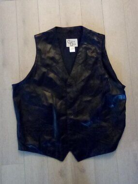 Mens Genuine Supple Leather Vest Button Down Size 3XL